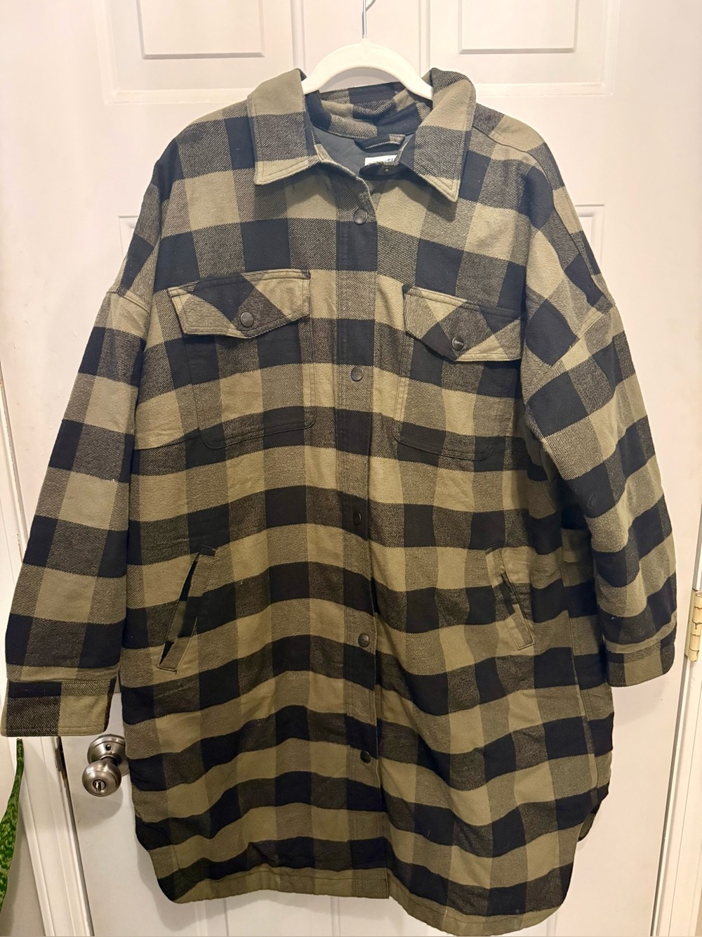 Olive Green and Black Buffalo Plaid  Women’s Shacket
